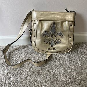 Miss Me Fleur de Lis Subtle Gold Crossbody